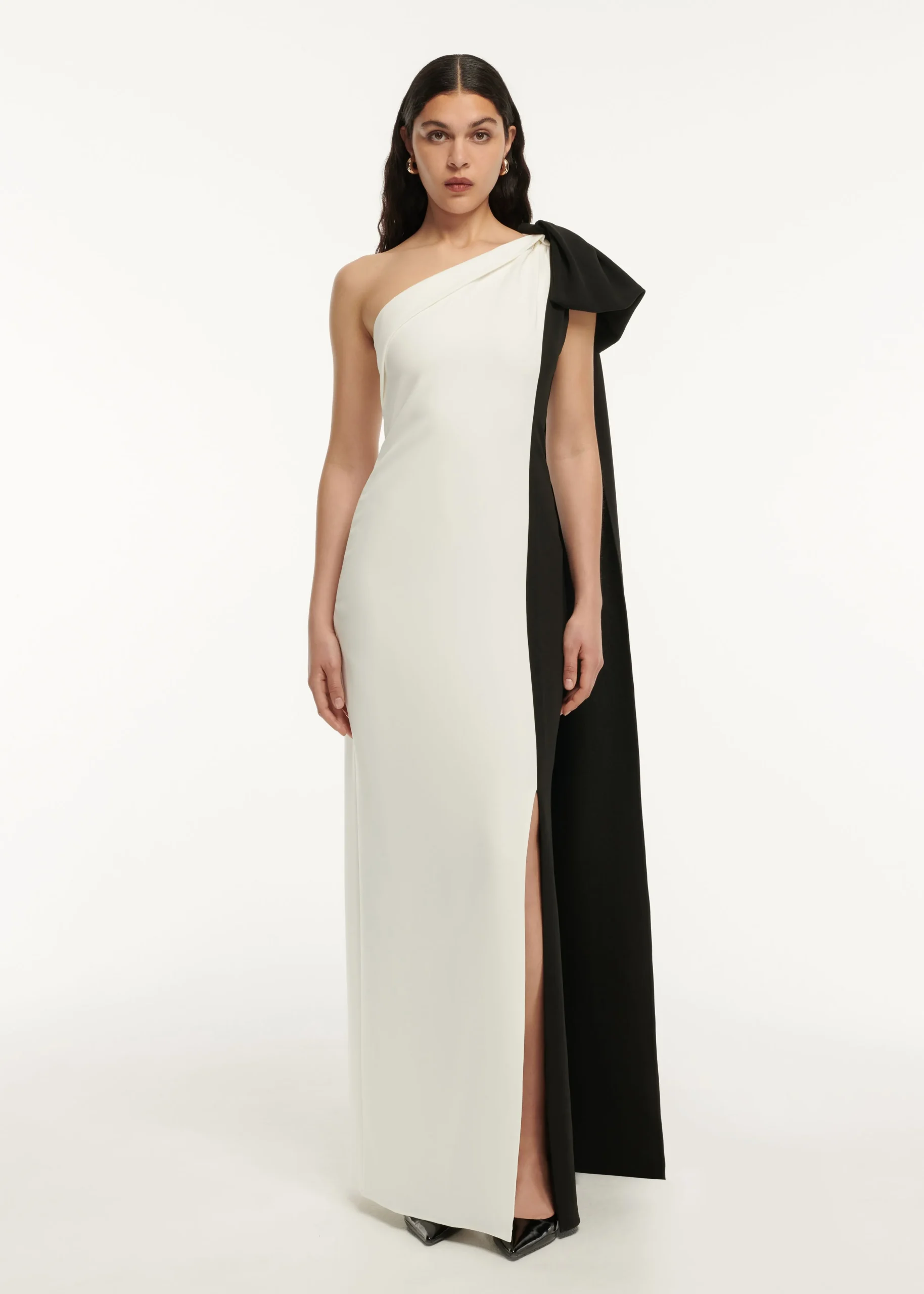 Ready To Wear|Ready To Wear Roland Mouret Asymmetric Bow Stretch Cady Maxi Dress