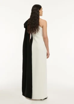 Ready To Wear|Ready To Wear Roland Mouret Asymmetric Bow Stretch Cady Maxi Dress