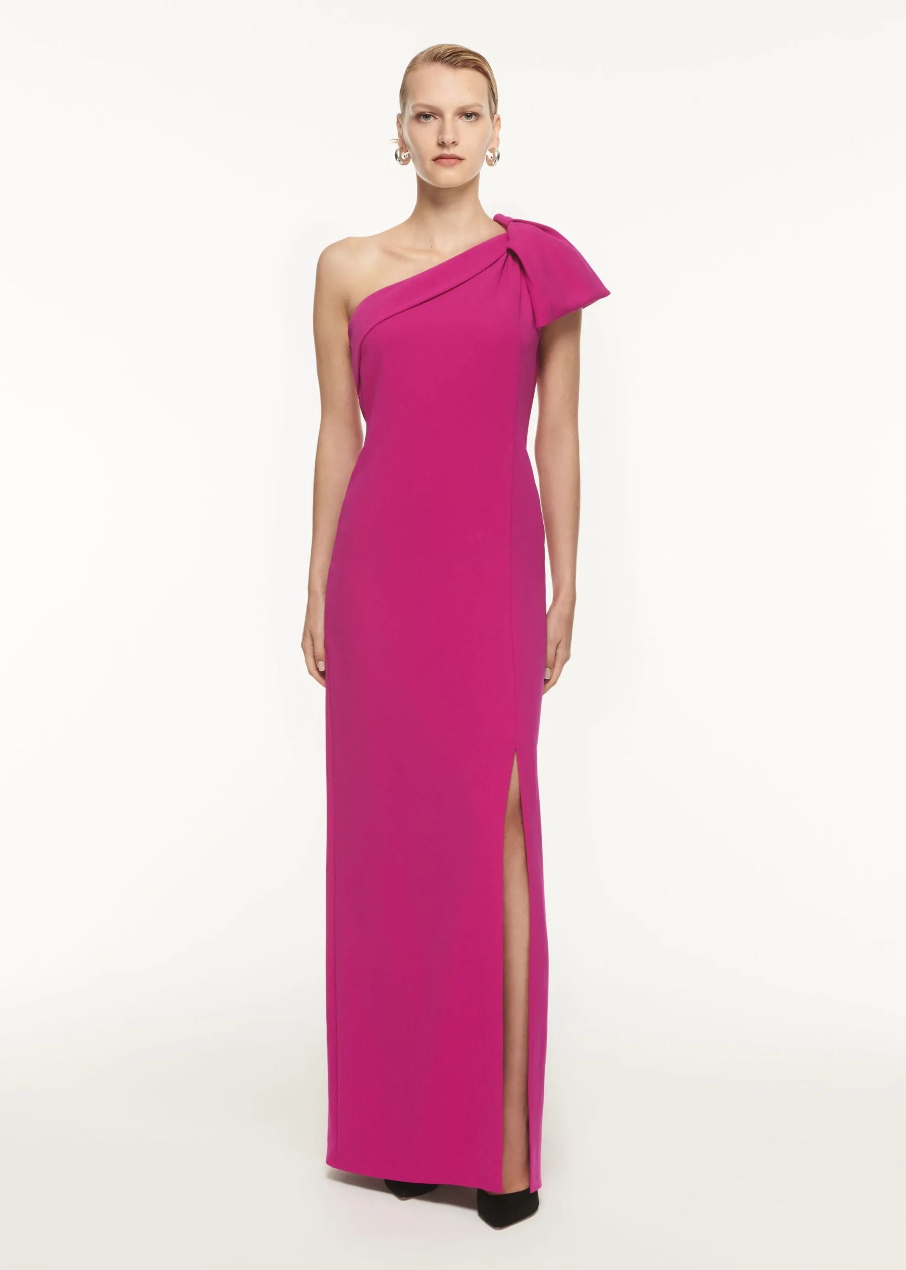 Ready To Wear Roland Mouret Asymmetric Bow Stretch Cady Maxi Dress