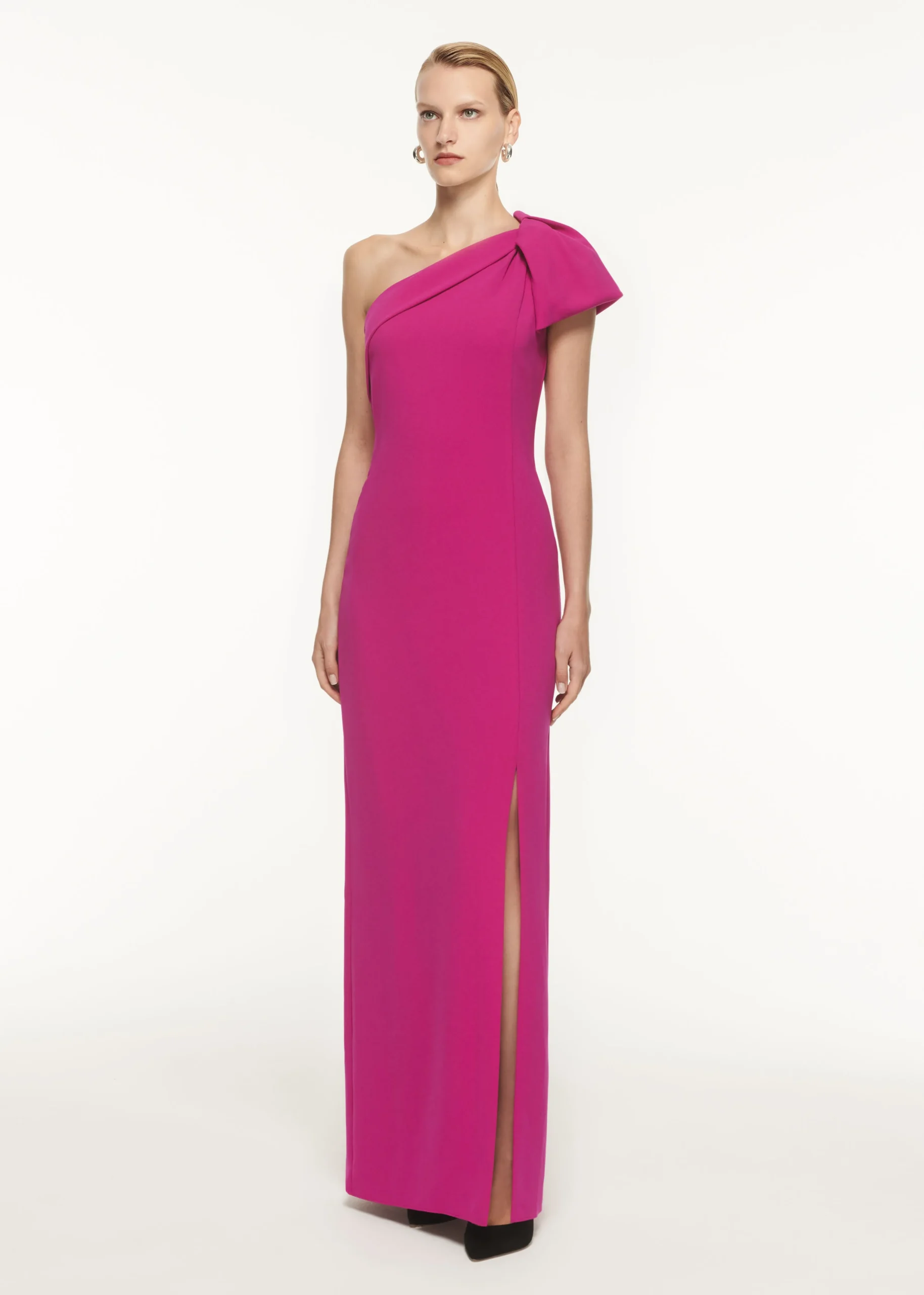Ready To Wear Roland Mouret Asymmetric Bow Stretch Cady Maxi Dress