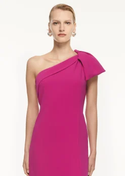 Ready To Wear Roland Mouret Asymmetric Bow Stretch Cady Maxi Dress