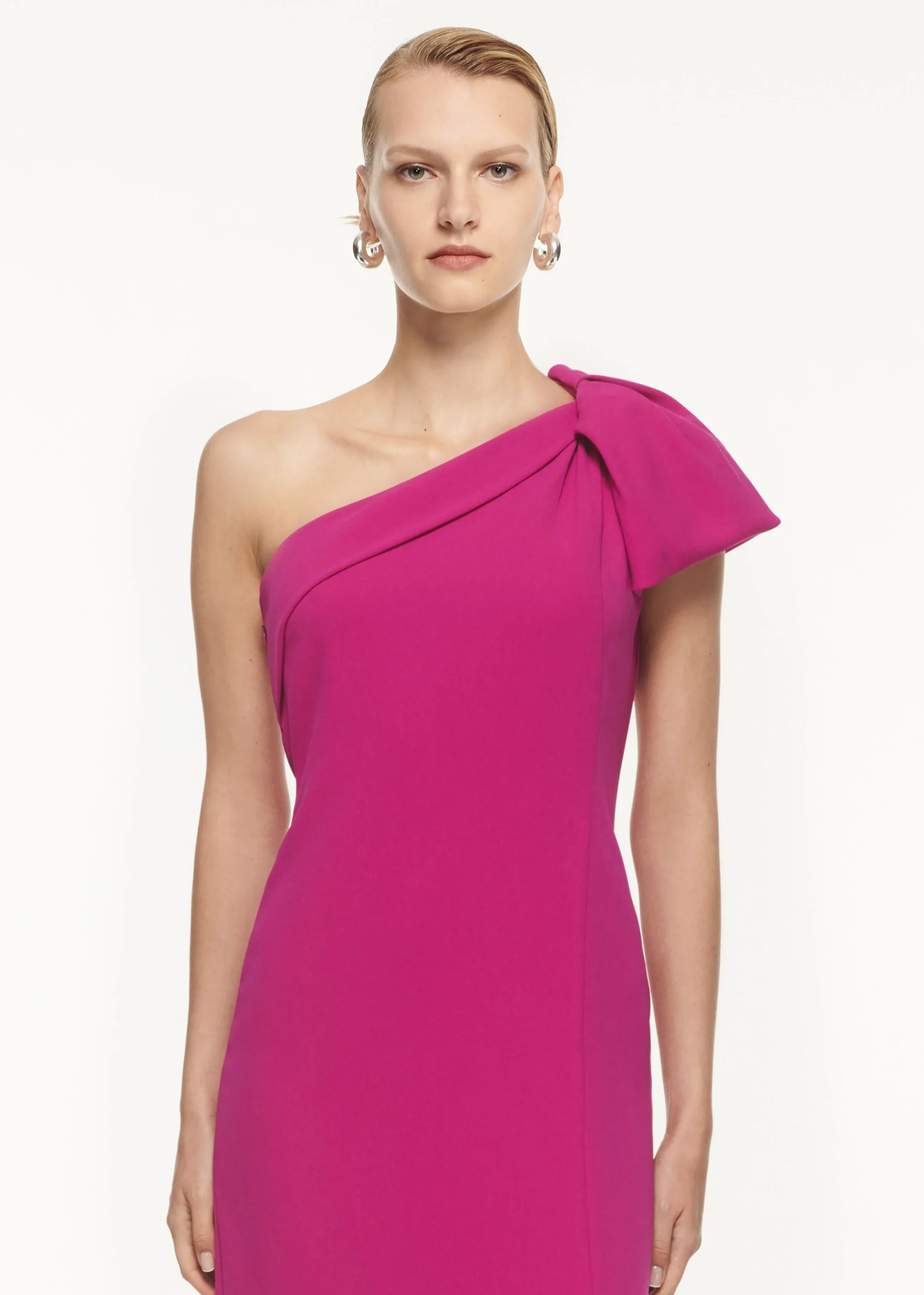 Ready To Wear Roland Mouret Asymmetric Bow Stretch Cady Maxi Dress