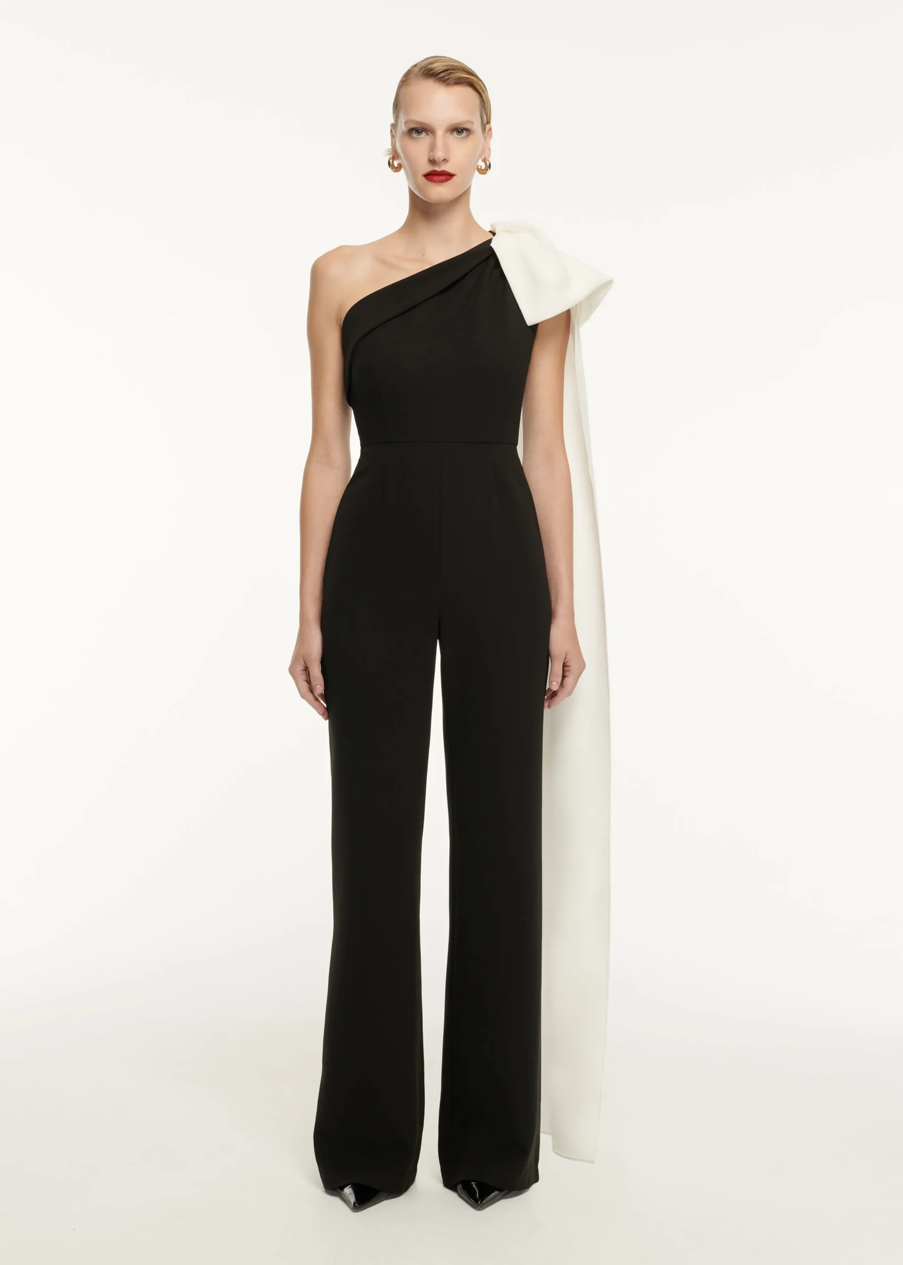 Ready To Wear|Ready To Wear Roland Mouret Asymmetric Bow Stretch Cady Jumpsuit Monochrome