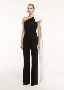 Ready To Wear|Ready To Wear Roland Mouret Asymmetric Bow Stretch Cady Jumpsuit Monochrome