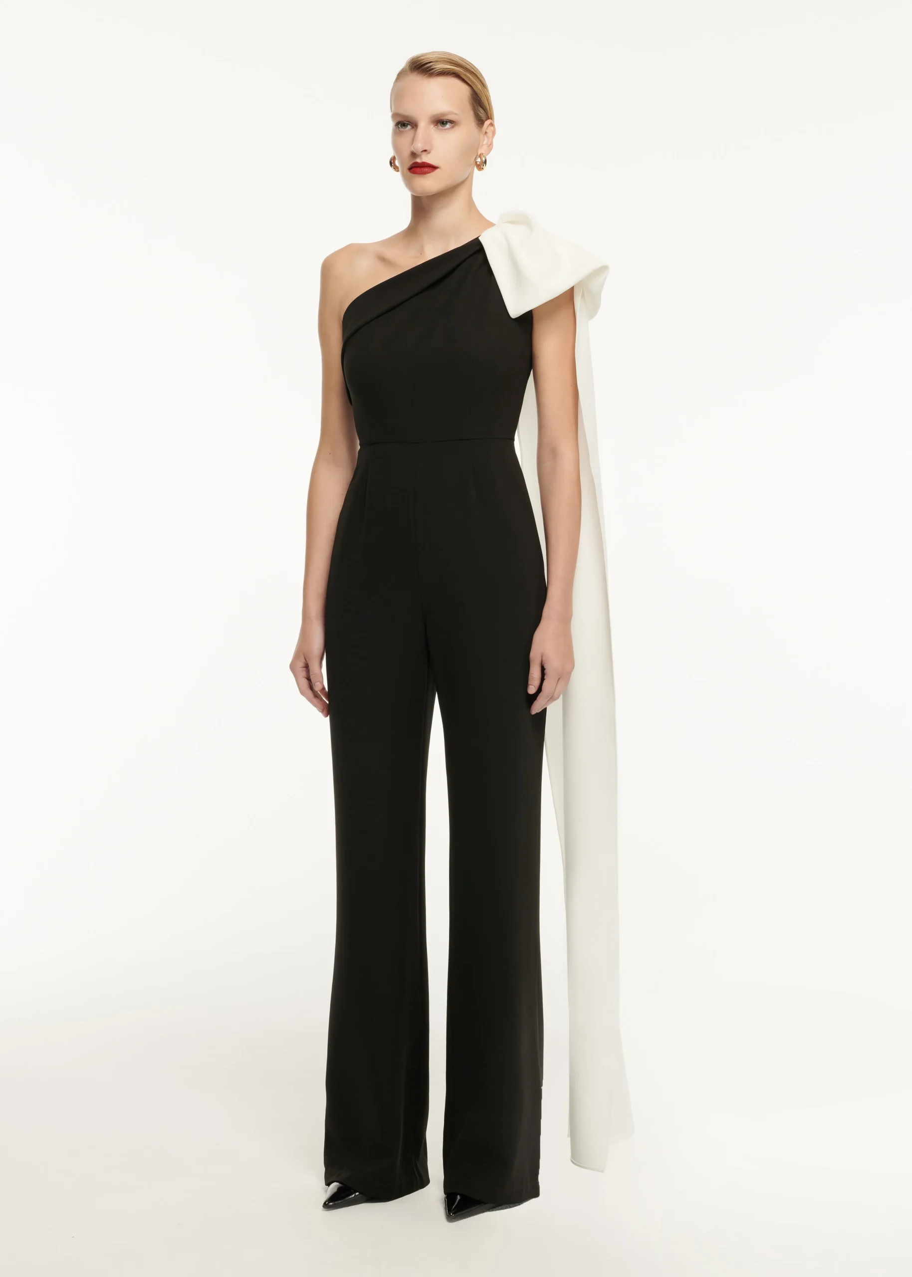Ready To Wear|Ready To Wear Roland Mouret Asymmetric Bow Stretch Cady Jumpsuit Monochrome