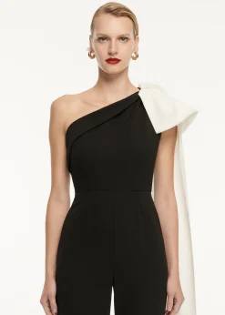 Ready To Wear|Ready To Wear Roland Mouret Asymmetric Bow Stretch Cady Jumpsuit Monochrome