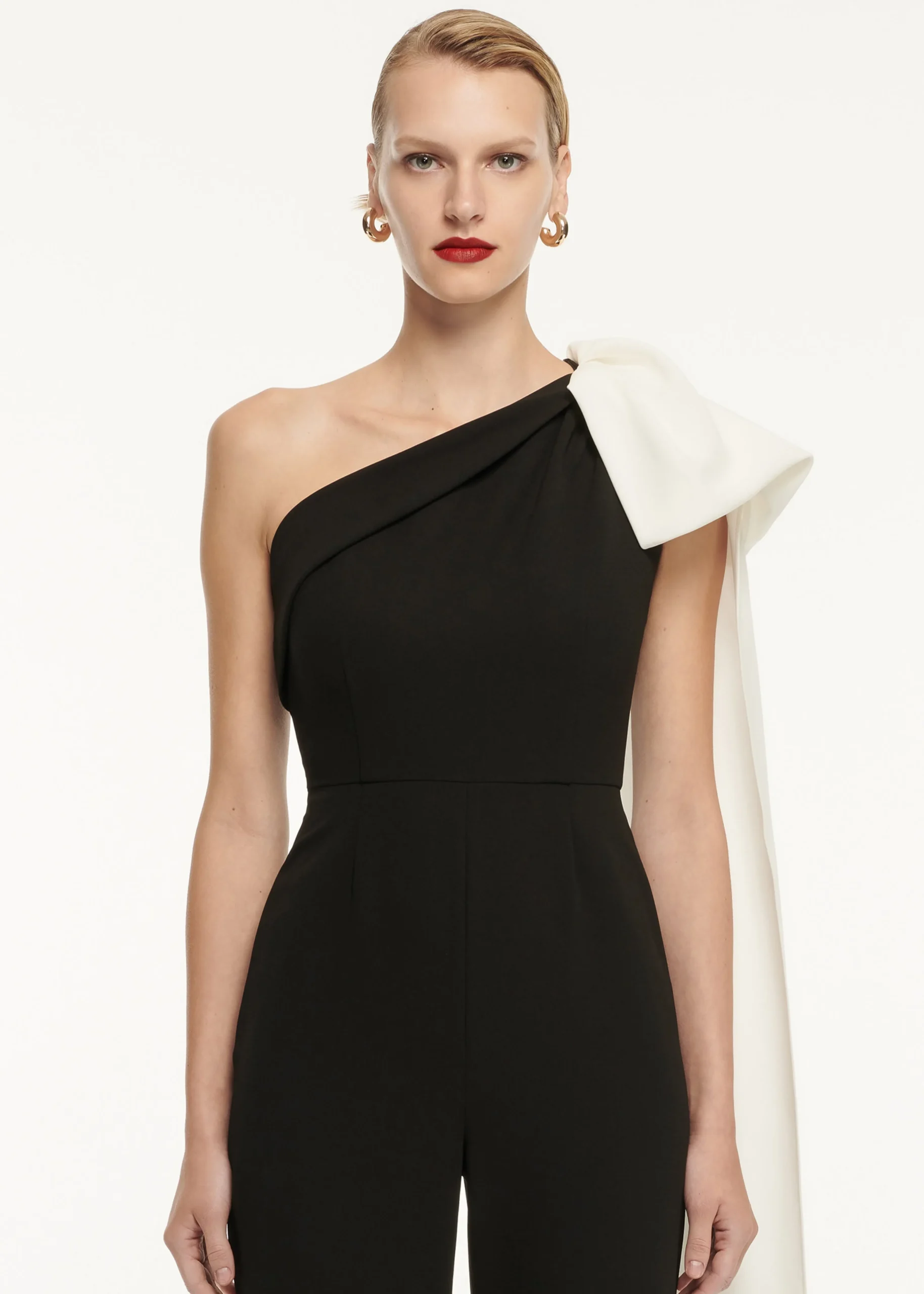 Ready To Wear|Ready To Wear Roland Mouret Asymmetric Bow Stretch Cady Jumpsuit Monochrome