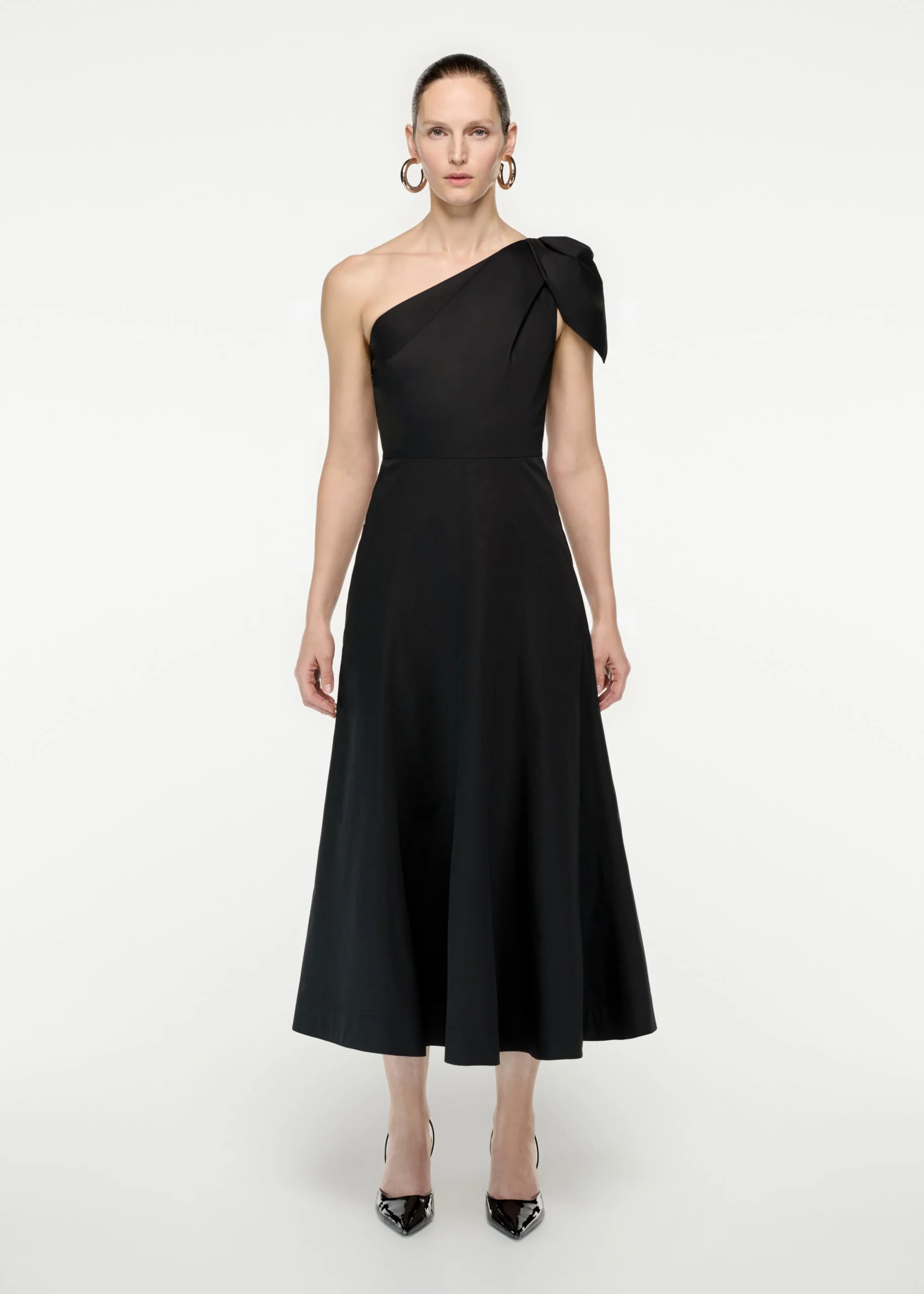 Ready To Wear|Ready To Wear Roland Mouret Asymmetric Cotton Poplin Midi Dress Black
