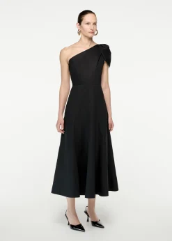 Ready To Wear|Ready To Wear Roland Mouret Asymmetric Cotton Poplin Midi Dress Black