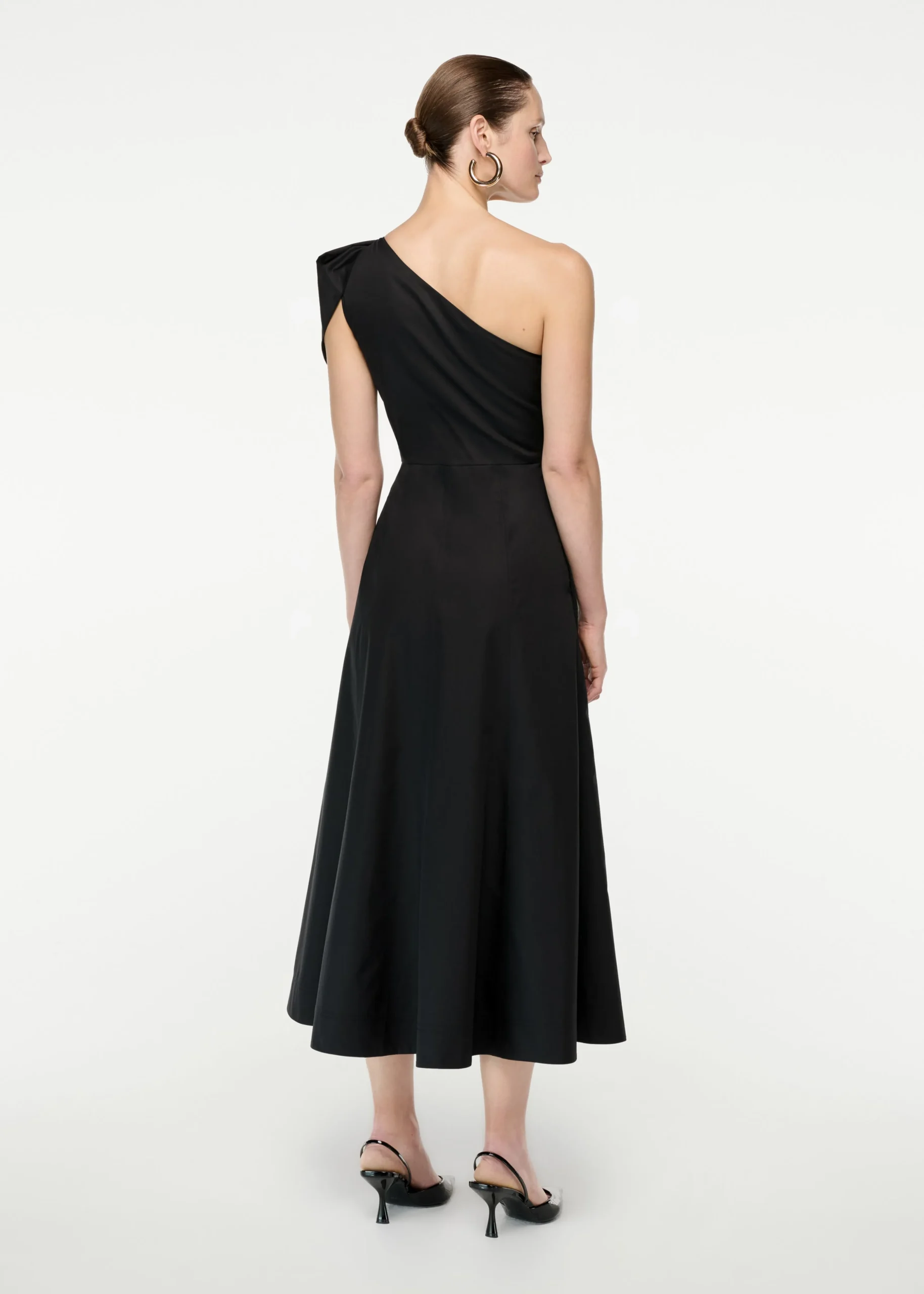 Ready To Wear|Ready To Wear Roland Mouret Asymmetric Cotton Poplin Midi Dress Black