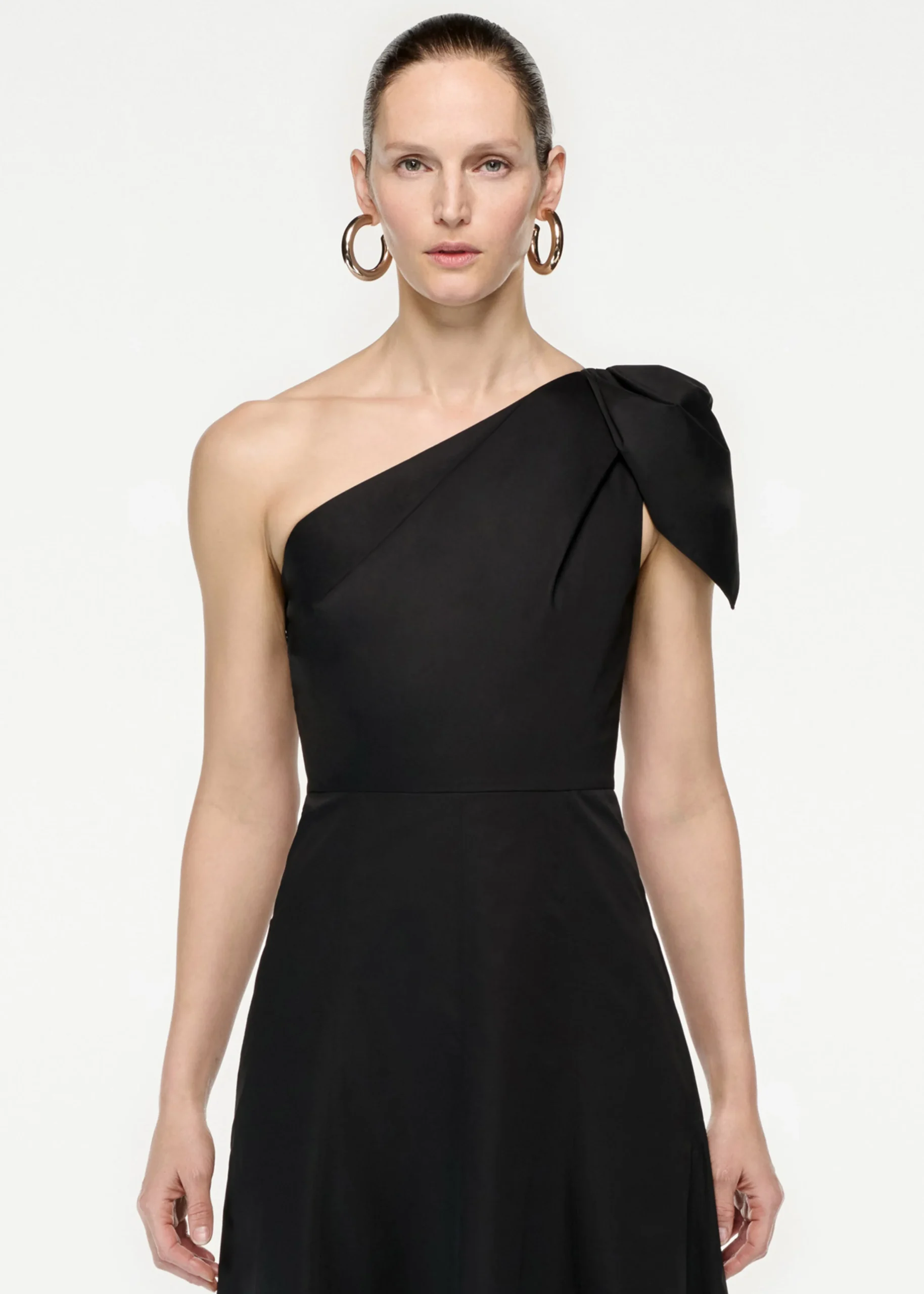Ready To Wear|Ready To Wear Roland Mouret Asymmetric Cotton Poplin Midi Dress Black