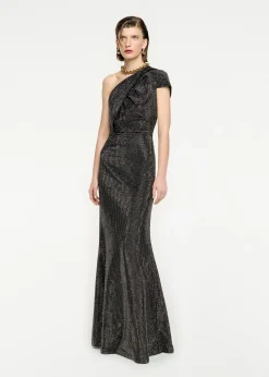 Ready To Wear|Ready To Wear Roland Mouret Asymmetric Diamante Maxi Dress Black