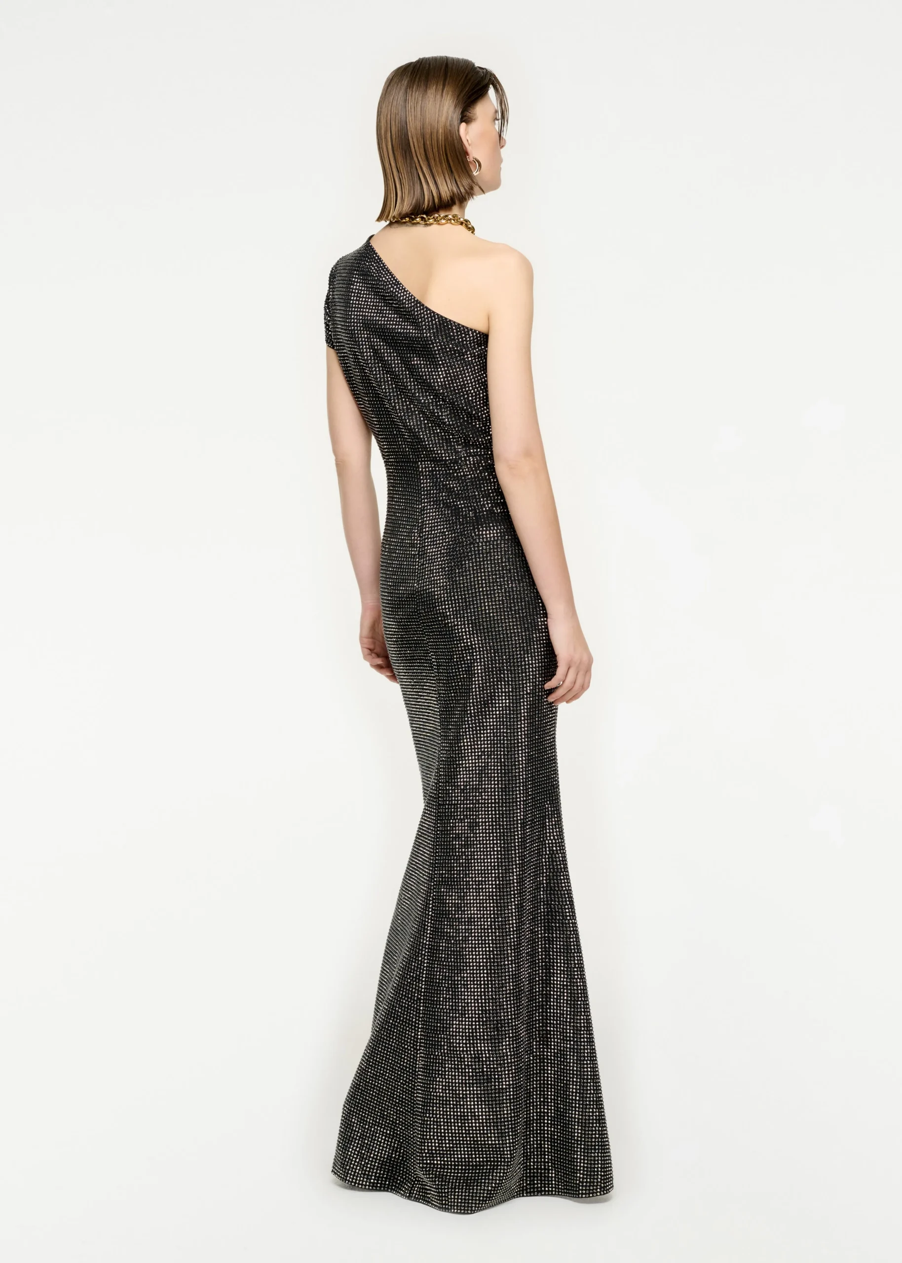 Ready To Wear|Ready To Wear Roland Mouret Asymmetric Diamante Maxi Dress Black