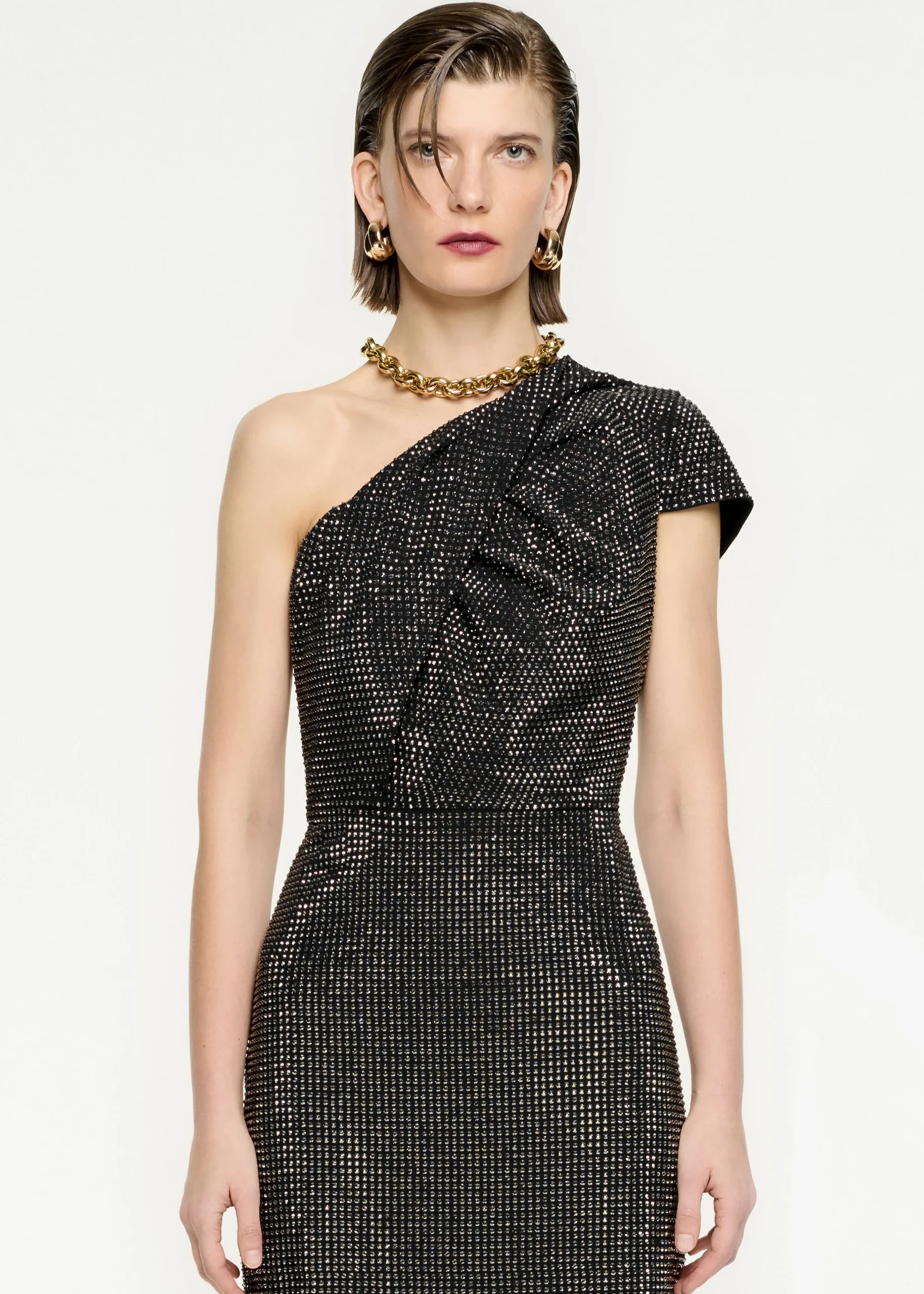 Ready To Wear|Ready To Wear Roland Mouret Asymmetric Diamante Maxi Dress Black