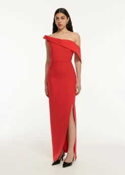 Ready To Wear|Ready To Wear Roland Mouret Asymmetric Drape Wool Silk Maxi Dress