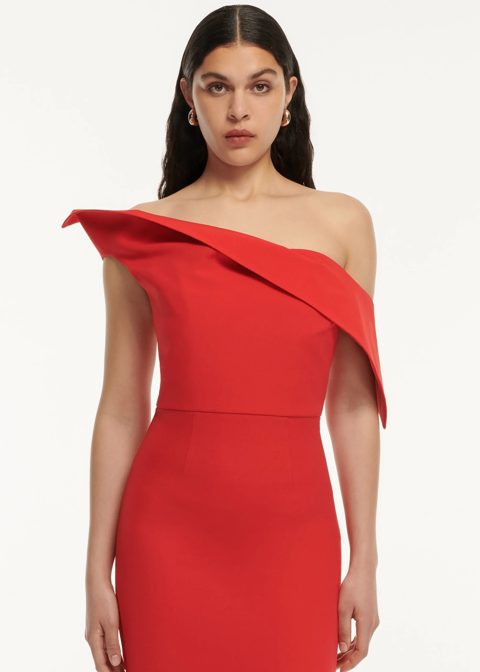 Ready To Wear|Ready To Wear Roland Mouret Asymmetric Drape Wool Silk Maxi Dress