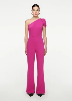 Ready To Wear|Ready To Wear Roland Mouret Asymmetric Leaf Draped Jumpsuit Pink