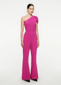 Ready To Wear|Ready To Wear Roland Mouret Asymmetric Leaf Draped Jumpsuit Pink