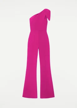 Ready To Wear|Ready To Wear Roland Mouret Asymmetric Leaf Draped Jumpsuit Pink
