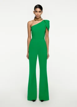 Ready To Wear|Ready To Wear Roland Mouret Asymmetric Leaf Draped Jumpsuit Green