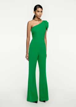 Ready To Wear|Ready To Wear Roland Mouret Asymmetric Leaf Draped Jumpsuit Green