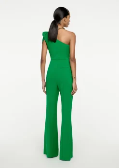 Ready To Wear|Ready To Wear Roland Mouret Asymmetric Leaf Draped Jumpsuit Green