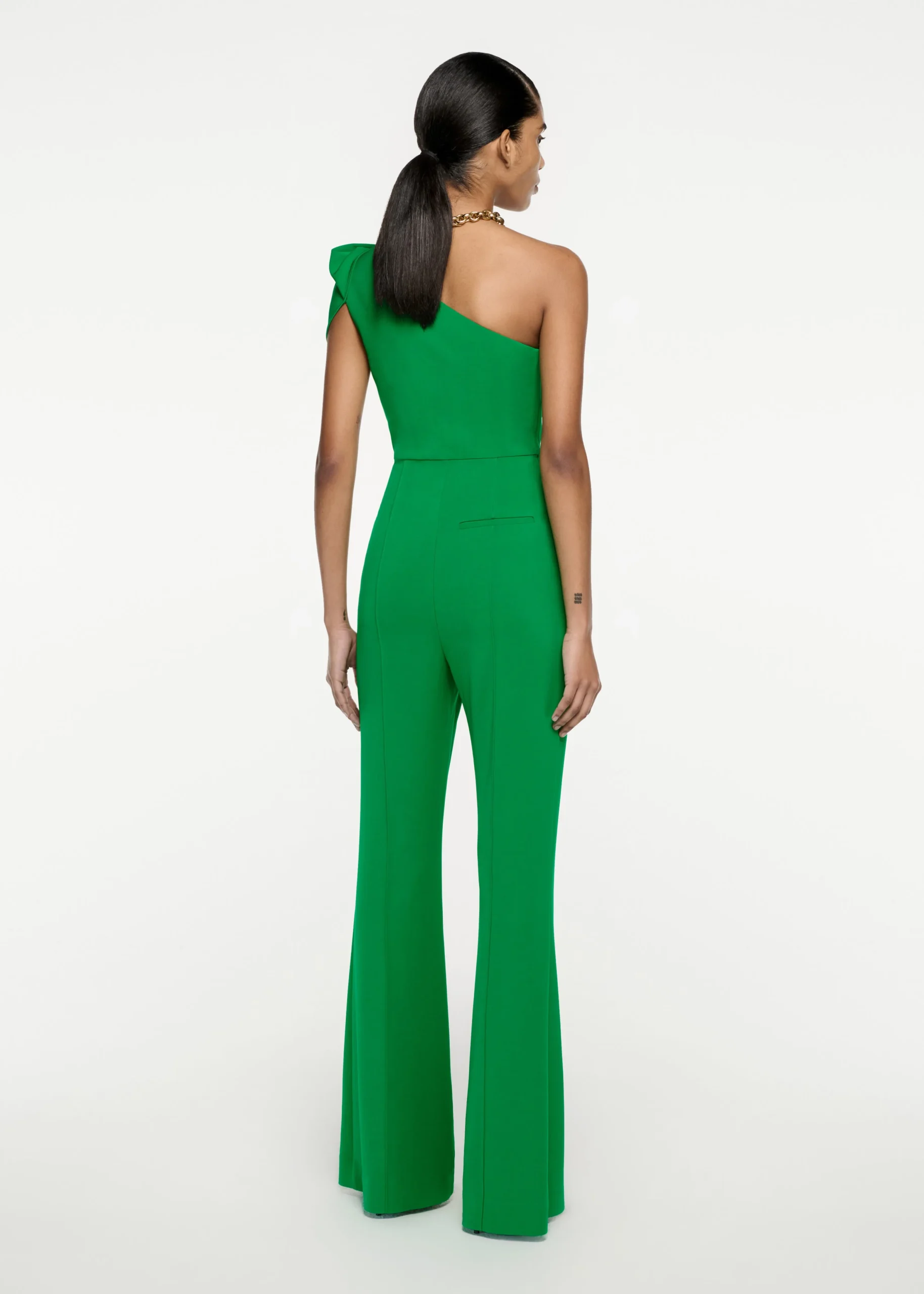 Ready To Wear|Ready To Wear Roland Mouret Asymmetric Leaf Draped Jumpsuit Green