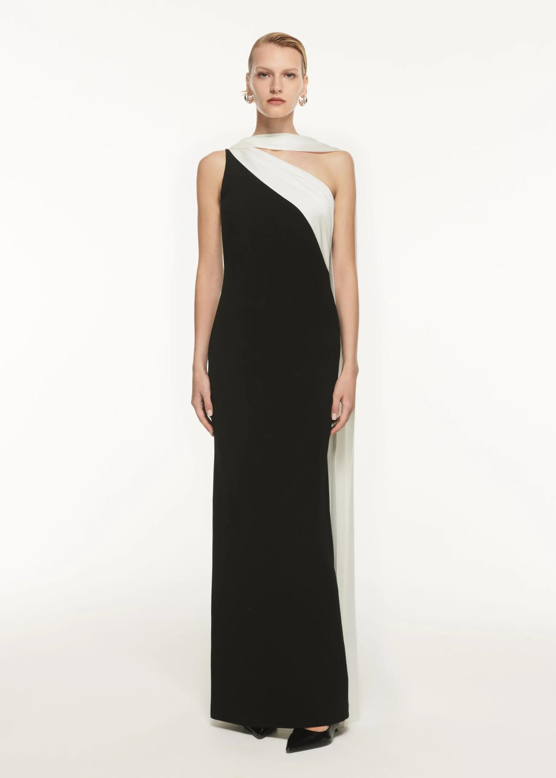Ready To Wear|Ready To Wear Roland Mouret Asymmetric Satin Sash Maxi Dress