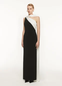 Ready To Wear|Ready To Wear Roland Mouret Asymmetric Satin Sash Maxi Dress