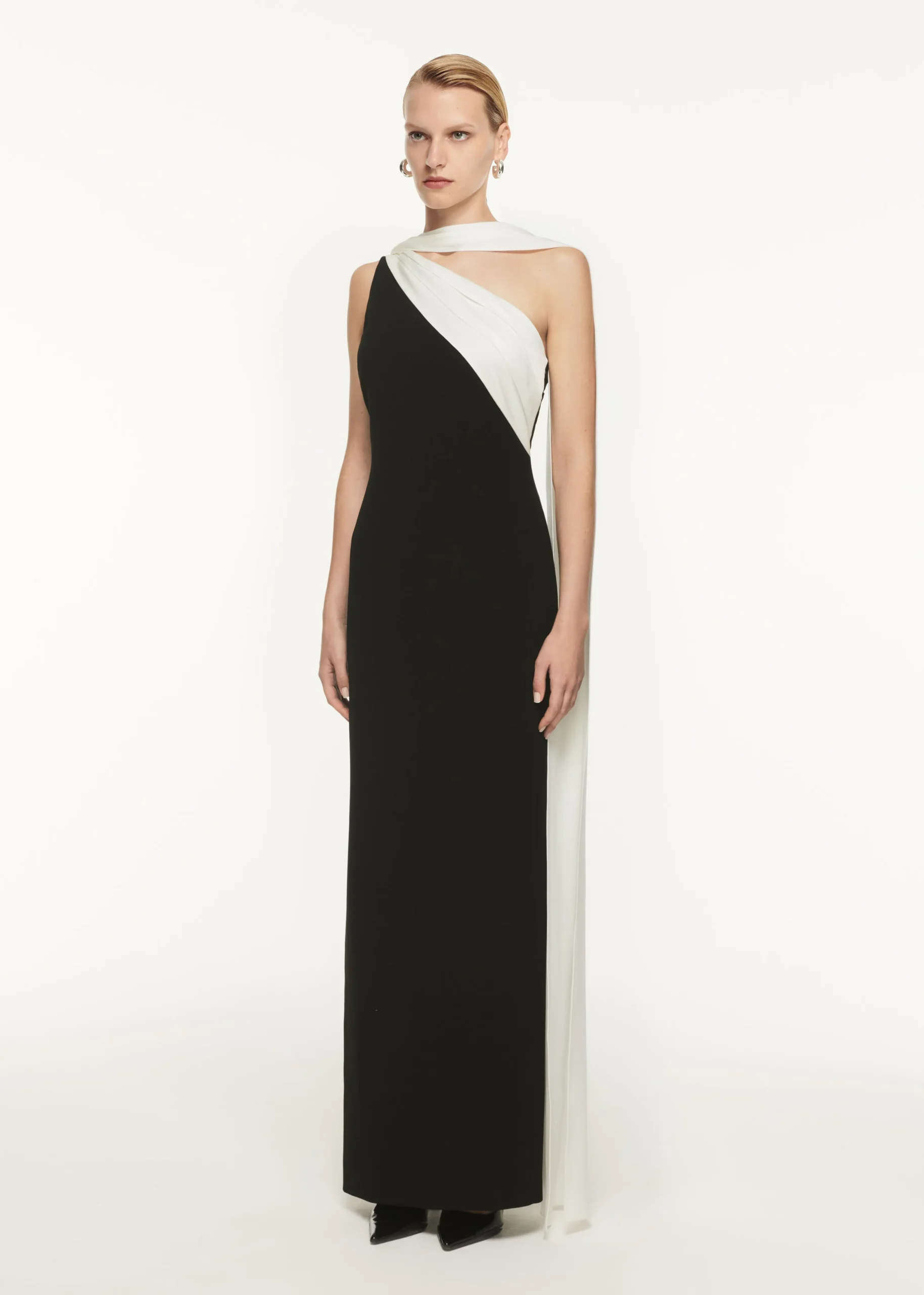 Ready To Wear|Ready To Wear Roland Mouret Asymmetric Satin Sash Maxi Dress