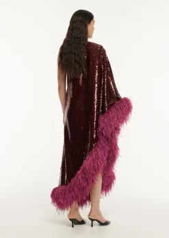 Ready To Wear Roland Mouret Asymmetric Sequin Feather Midi Dress