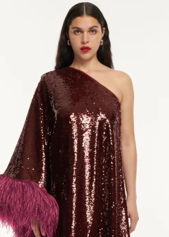 Ready To Wear Roland Mouret Asymmetric Sequin Feather Midi Dress