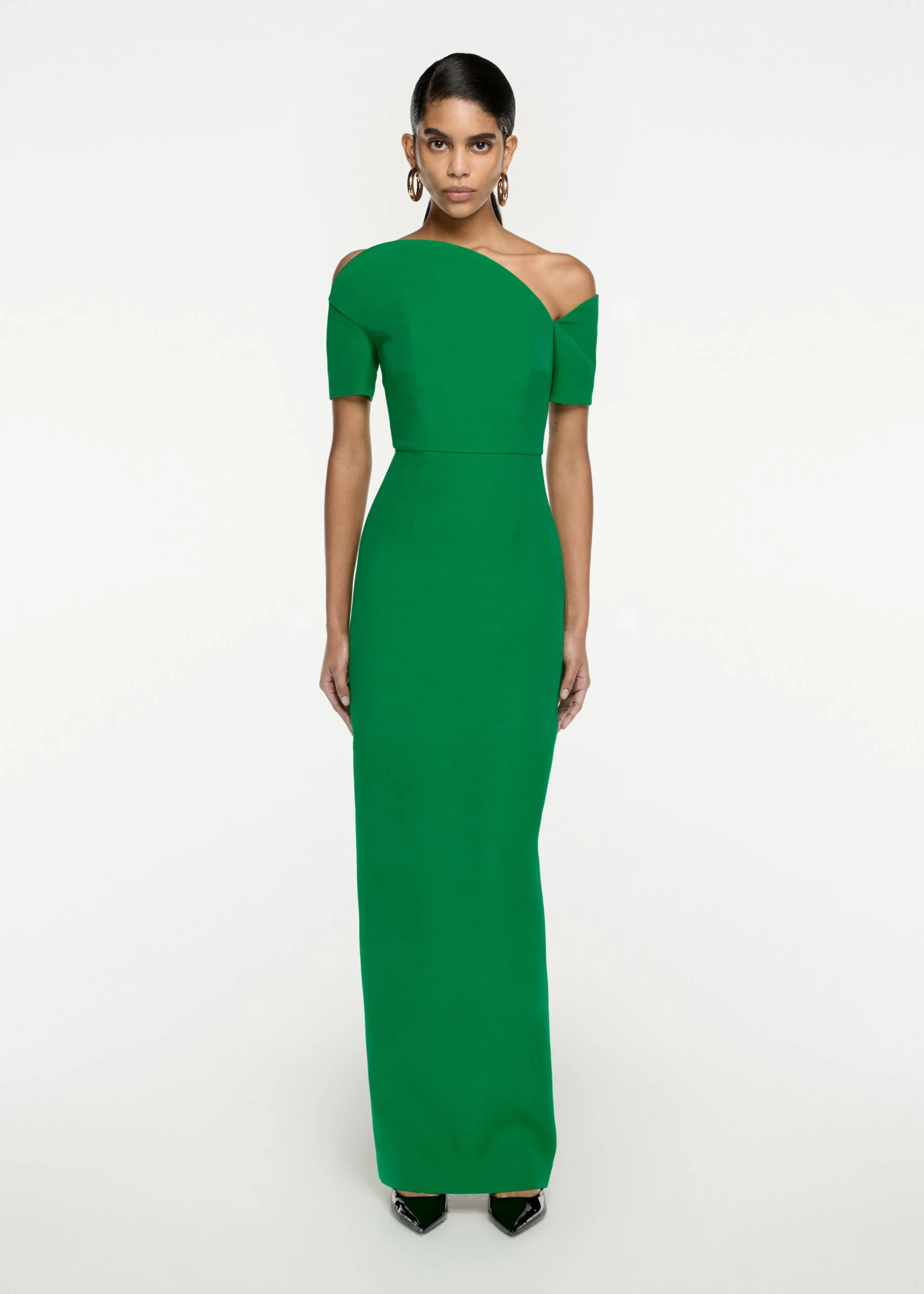 Ready To Wear|Ready To Wear Roland Mouret Asymmetric Silk Wool Maxi Dress Green