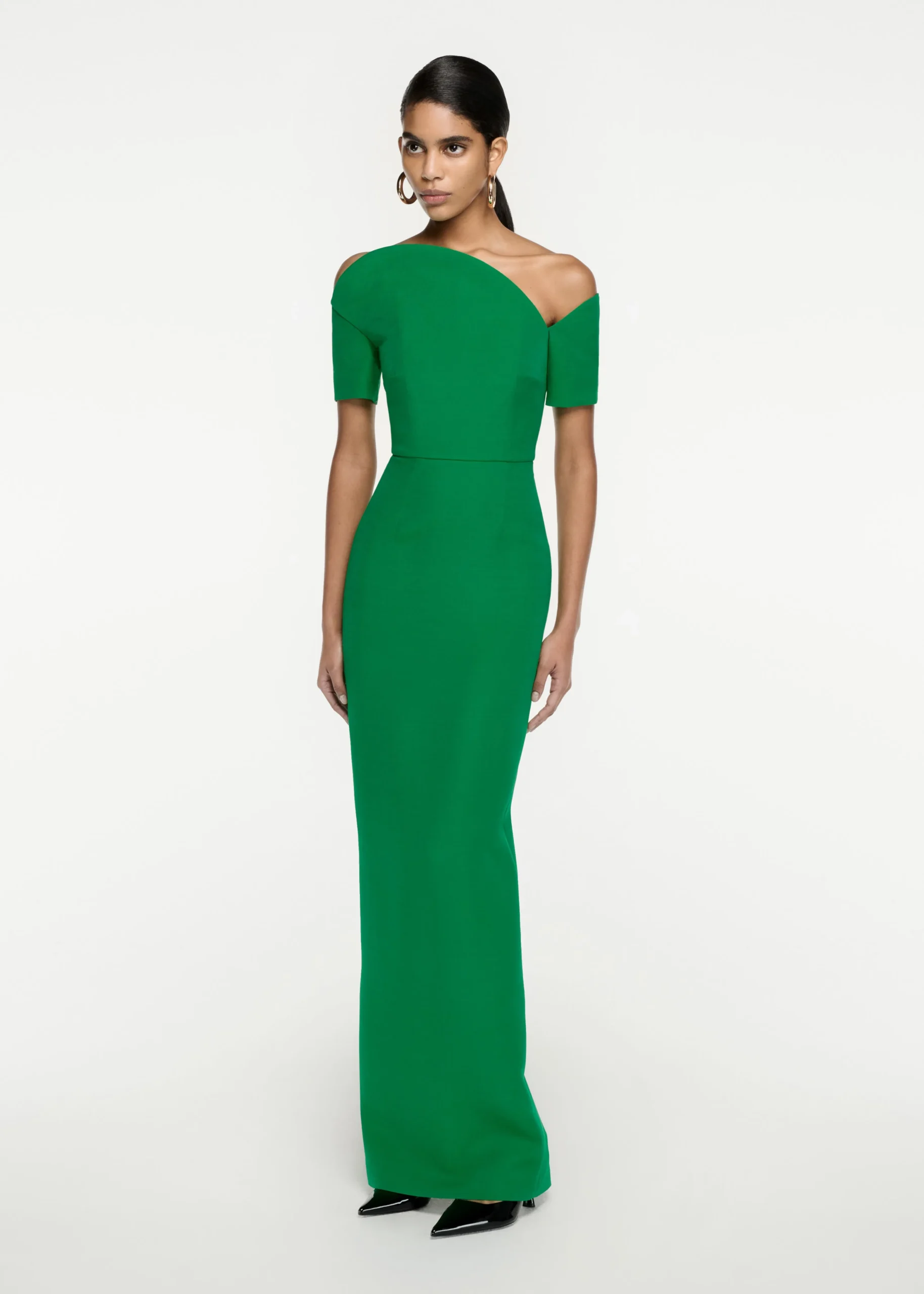 Ready To Wear|Ready To Wear Roland Mouret Asymmetric Silk Wool Maxi Dress Green