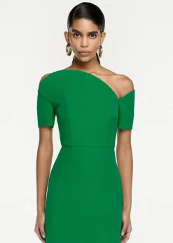 Ready To Wear|Ready To Wear Roland Mouret Asymmetric Silk Wool Maxi Dress Green