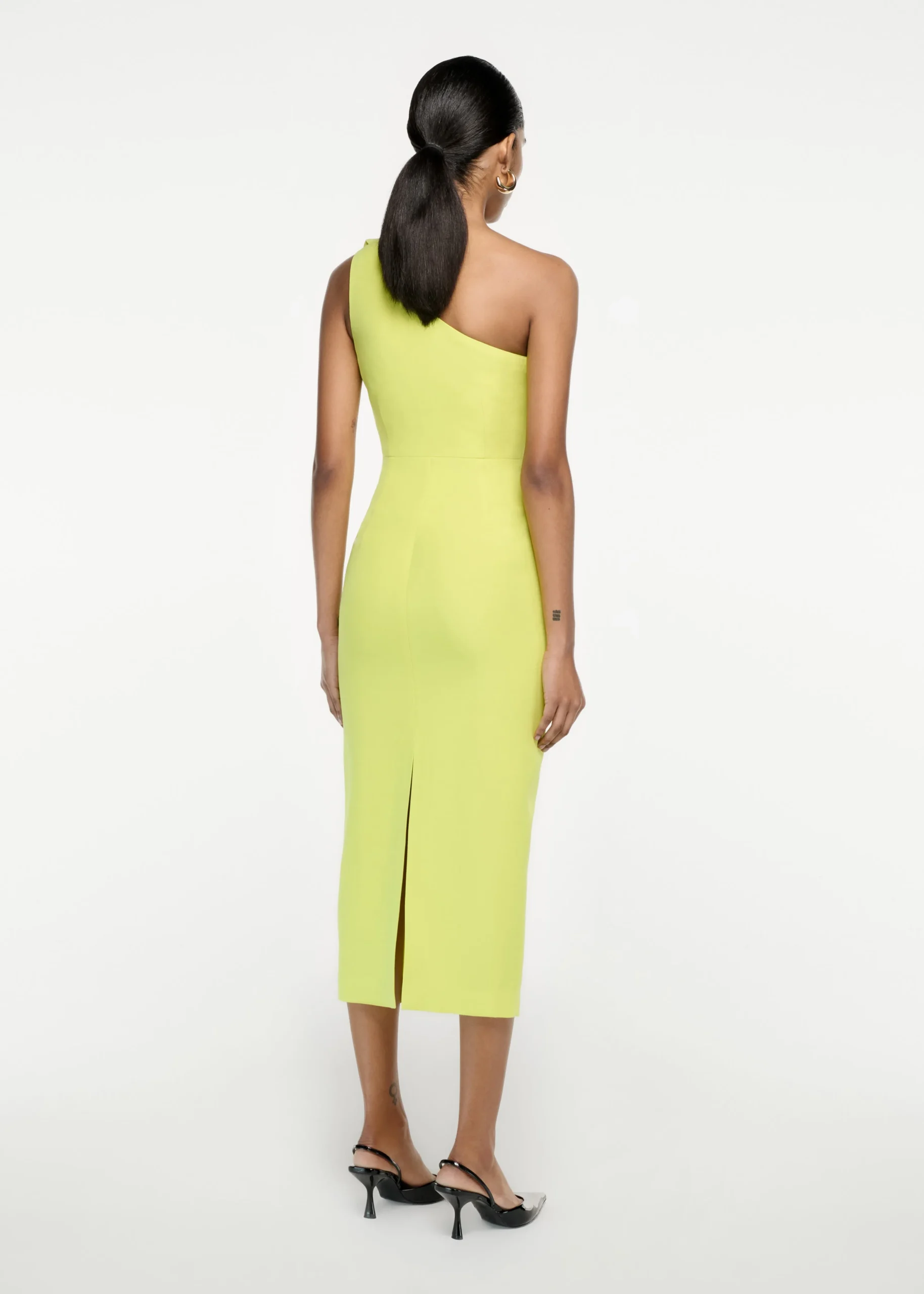 Ready To Wear|Ready To Wear Roland Mouret Asymmetric Silk Wool Midi Dress Yellow