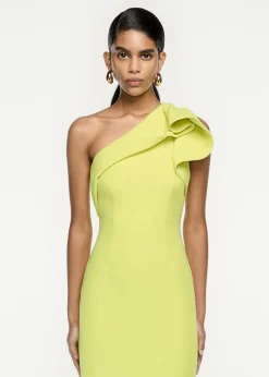 Ready To Wear|Ready To Wear Roland Mouret Asymmetric Silk Wool Midi Dress Yellow