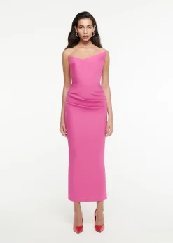 Ready To Wear|Ready To Wear Roland Mouret Asymmetric Silk Wool Midi Dress Pink
