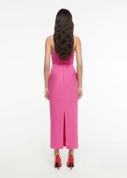 Ready To Wear|Ready To Wear Roland Mouret Asymmetric Silk Wool Midi Dress Pink