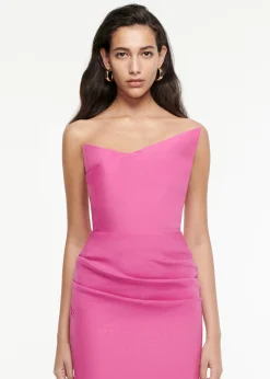 Ready To Wear|Ready To Wear Roland Mouret Asymmetric Silk Wool Midi Dress Pink