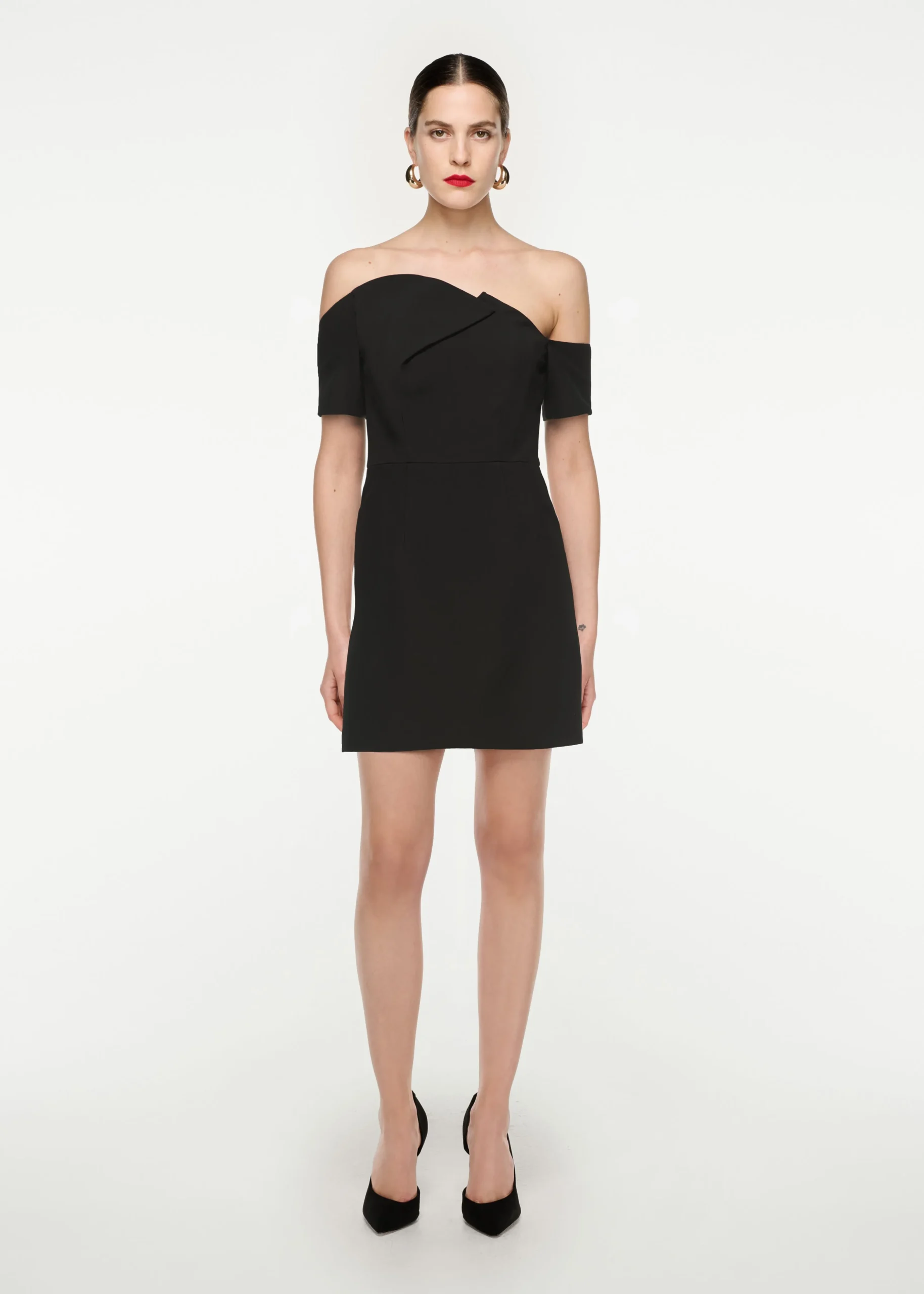 Ready To Wear|Ready To Wear Roland Mouret Asymmetric Silk Wool Mini Dress Black