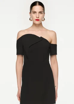 Ready To Wear|Ready To Wear Roland Mouret Asymmetric Silk Wool Mini Dress Black