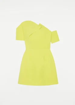 Ready To Wear|Ready To Wear Roland Mouret Asymmetric Silk Wool Mini Dress Yellow
