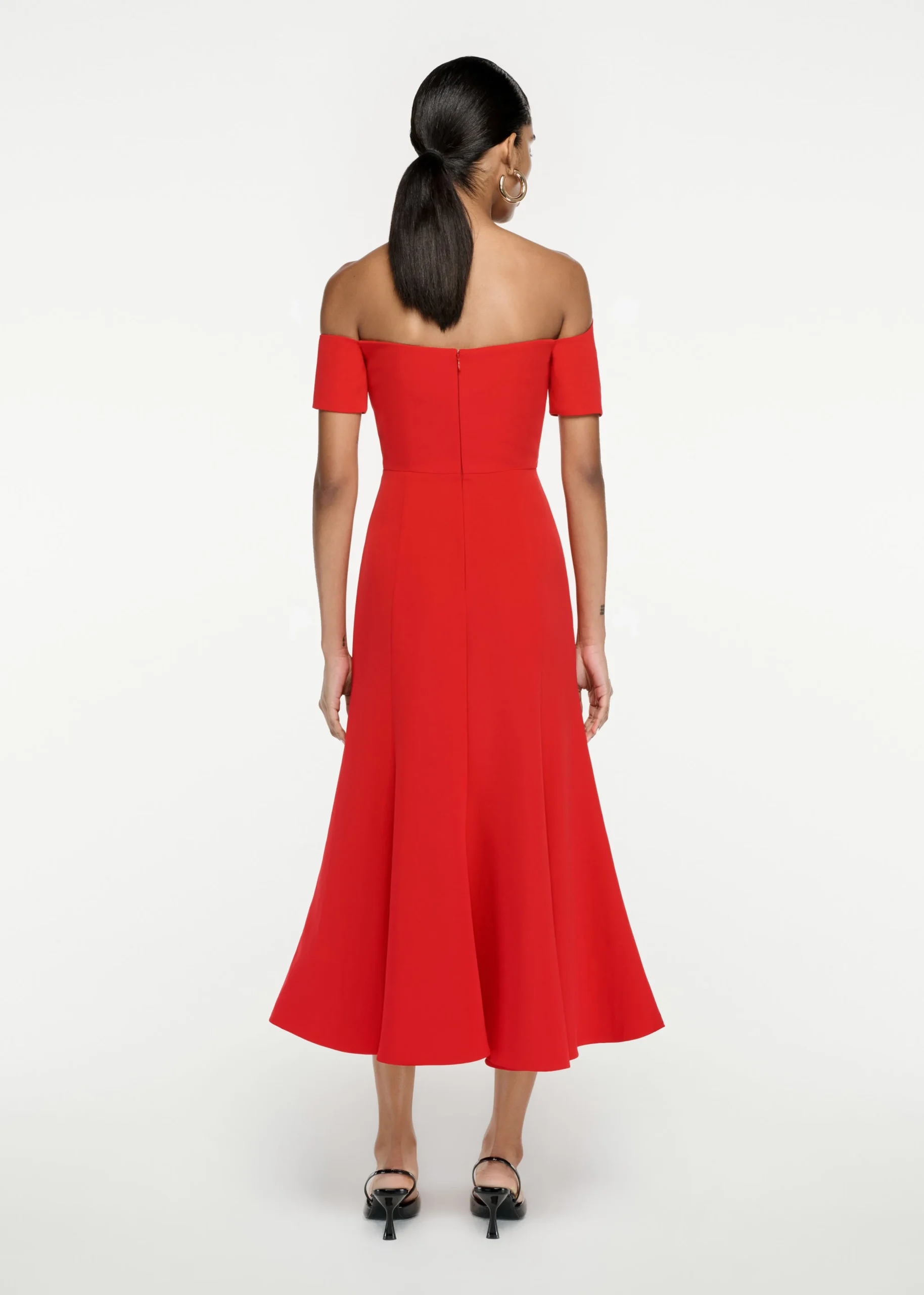 Ready To Wear|Ready To Wear Roland Mouret Asymmetric Stretch Cady Midi Dress Red