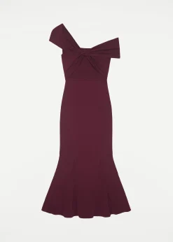 Ready To Wear|Ready To Wear Roland Mouret Asymmetric Stretch Cady Midi Dress Maroon