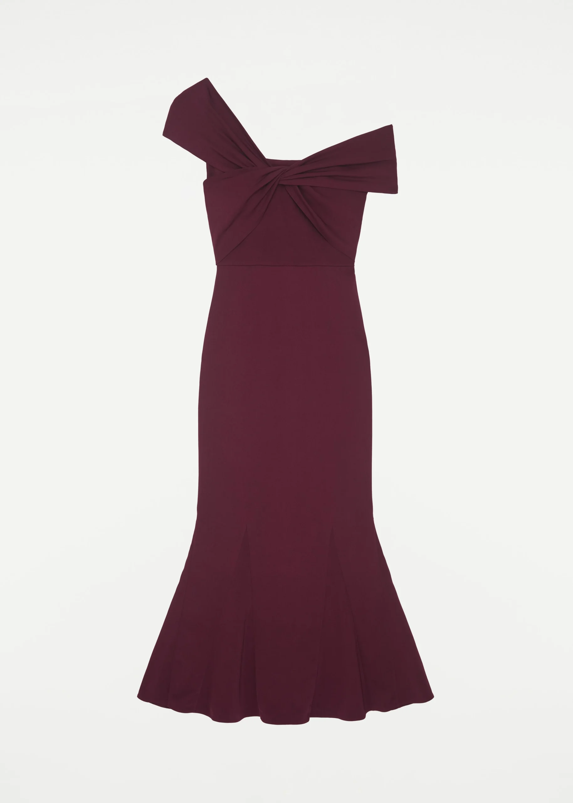 Ready To Wear|Ready To Wear Roland Mouret Asymmetric Stretch Cady Midi Dress Maroon
