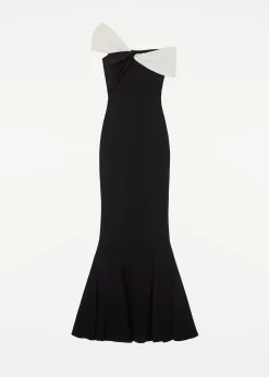 Ready To Wear|Ready To Wear Roland Mouret Asymmetric Stretch Cady Maxi Dress Monochrome
