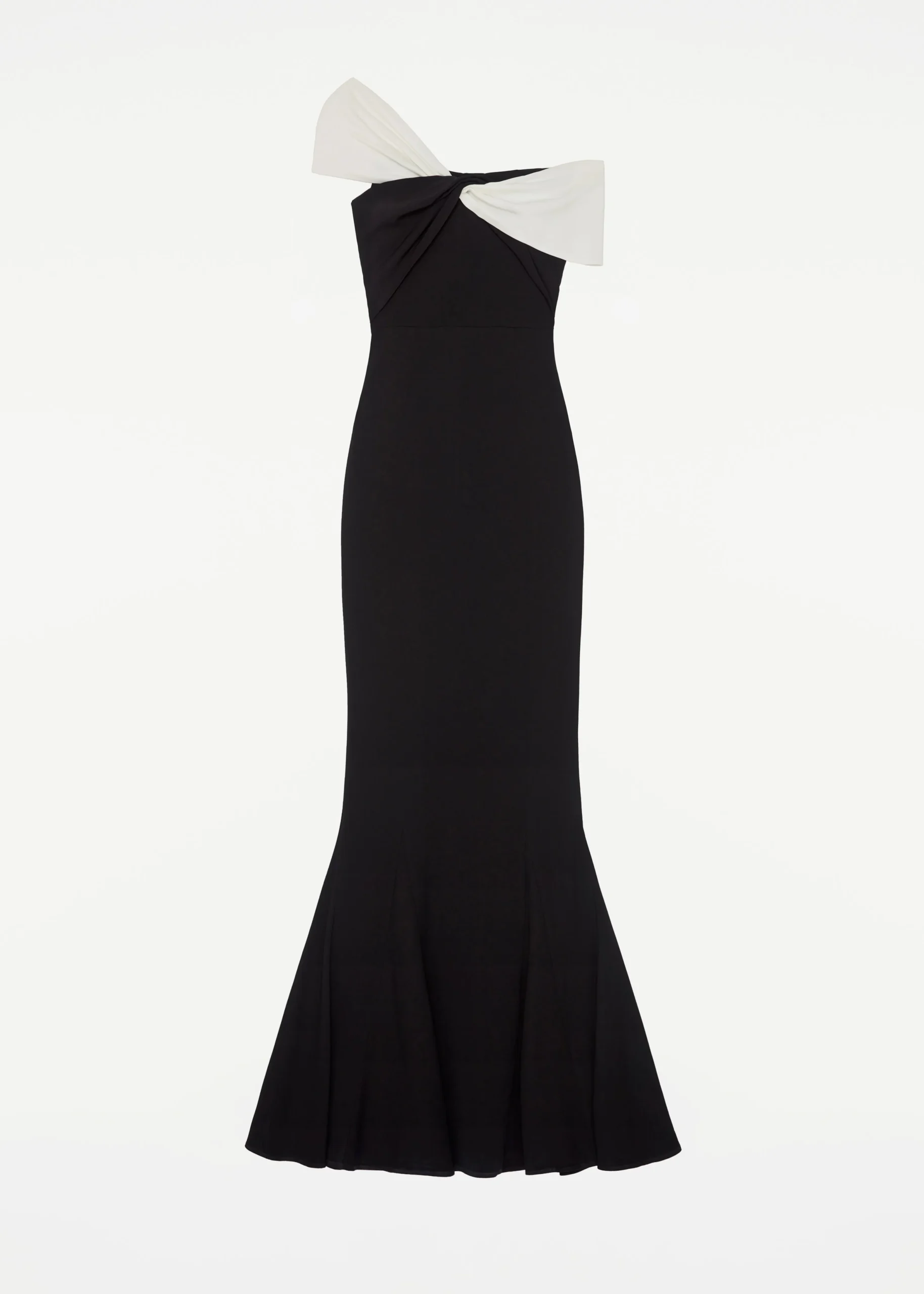 Ready To Wear|Ready To Wear Roland Mouret Asymmetric Stretch Cady Maxi Dress Monochrome