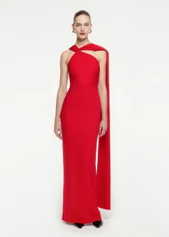 Ready To Wear|Ready To Wear Roland Mouret Asymmetric Stretch Cady Maxi Dress Red
