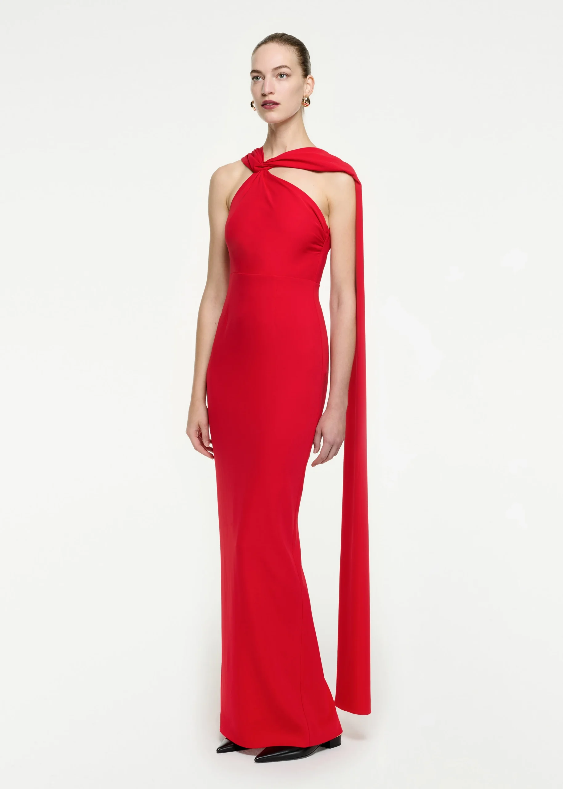 Ready To Wear|Ready To Wear Roland Mouret Asymmetric Stretch Cady Maxi Dress Red